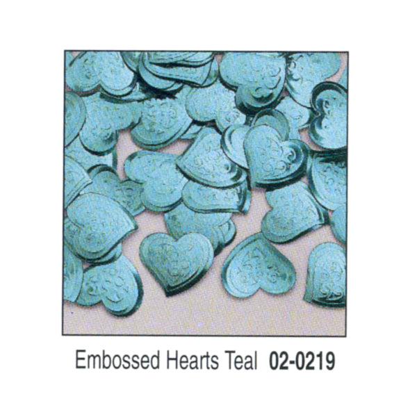 Teal Embossed Heart Confetti