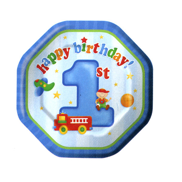 Fun at One - Boy 7 inch Octagon Plates