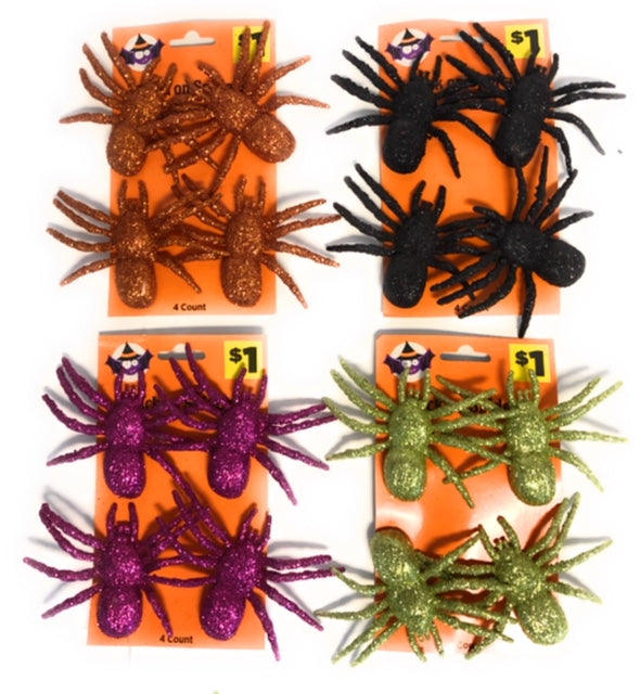 Stick on Spiders - 24pk