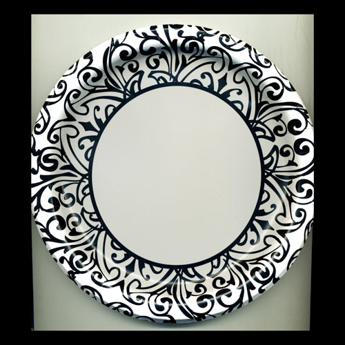 White Scroll 8.75" Plates-No labels