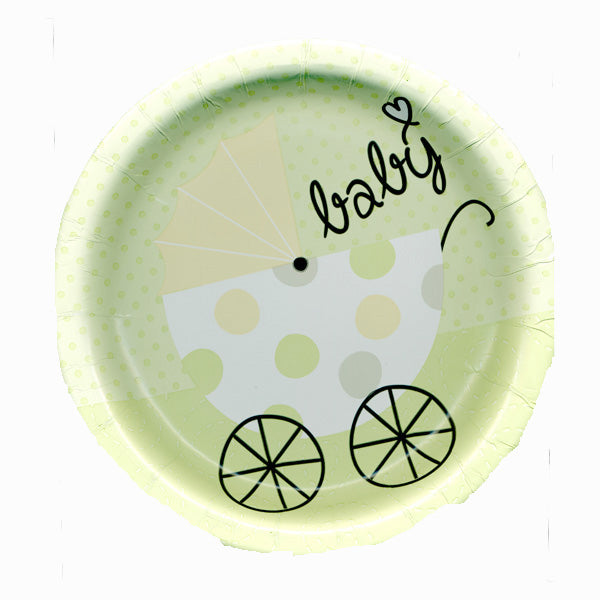 Baby Carriage Green 8.75 inch Plate - No Labels